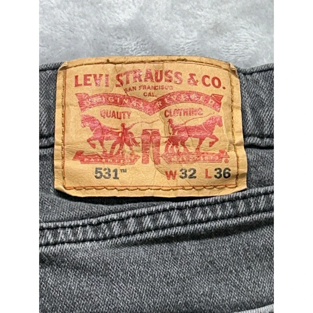 Levis 531 Jeans Men 32x36 Fits W31 Black Athletic Slim Fit Faded Grunge Workwear